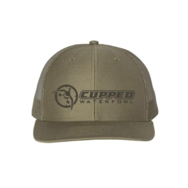 Cupped Waterfowl Logo olive green hat